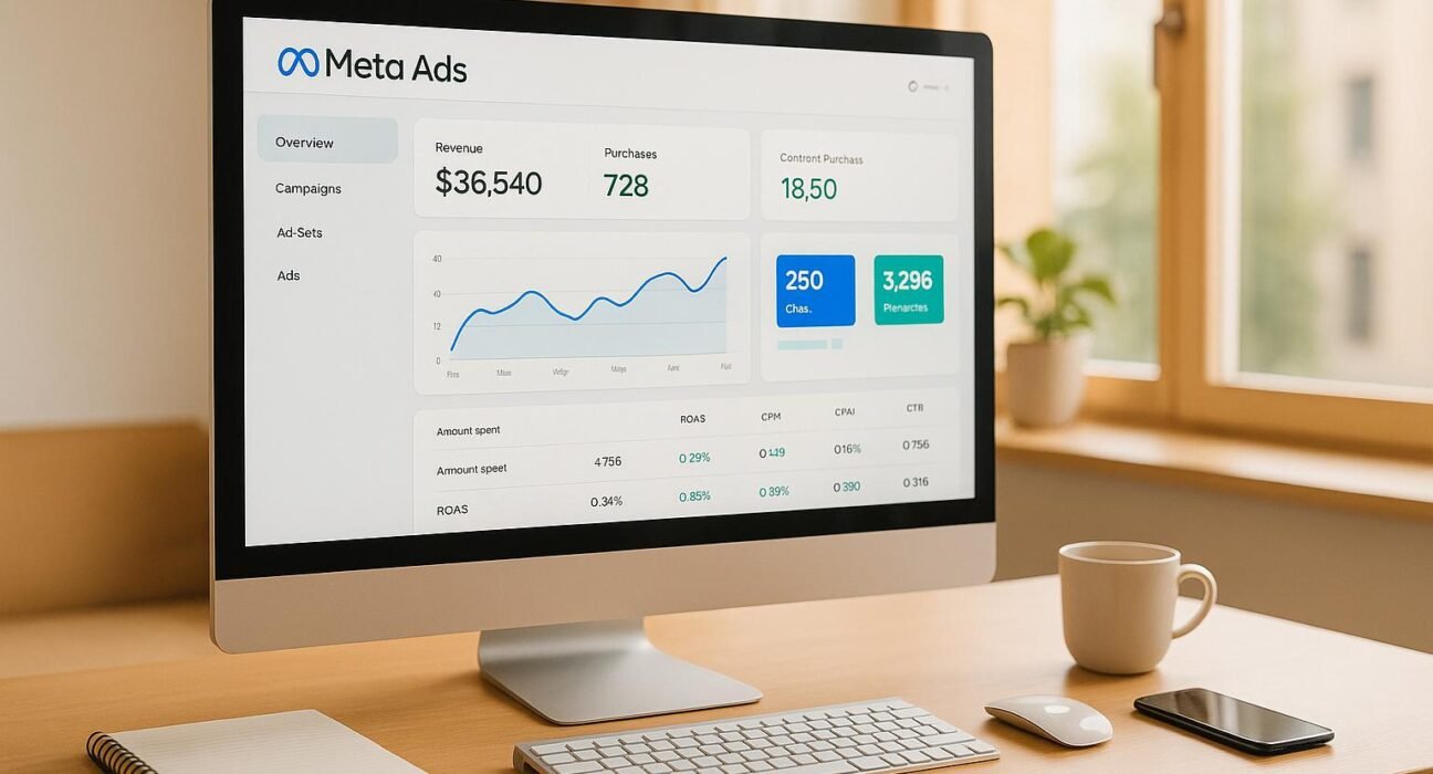 Meta ads Faridabad campaign analytics displayed on a marketing dashboard