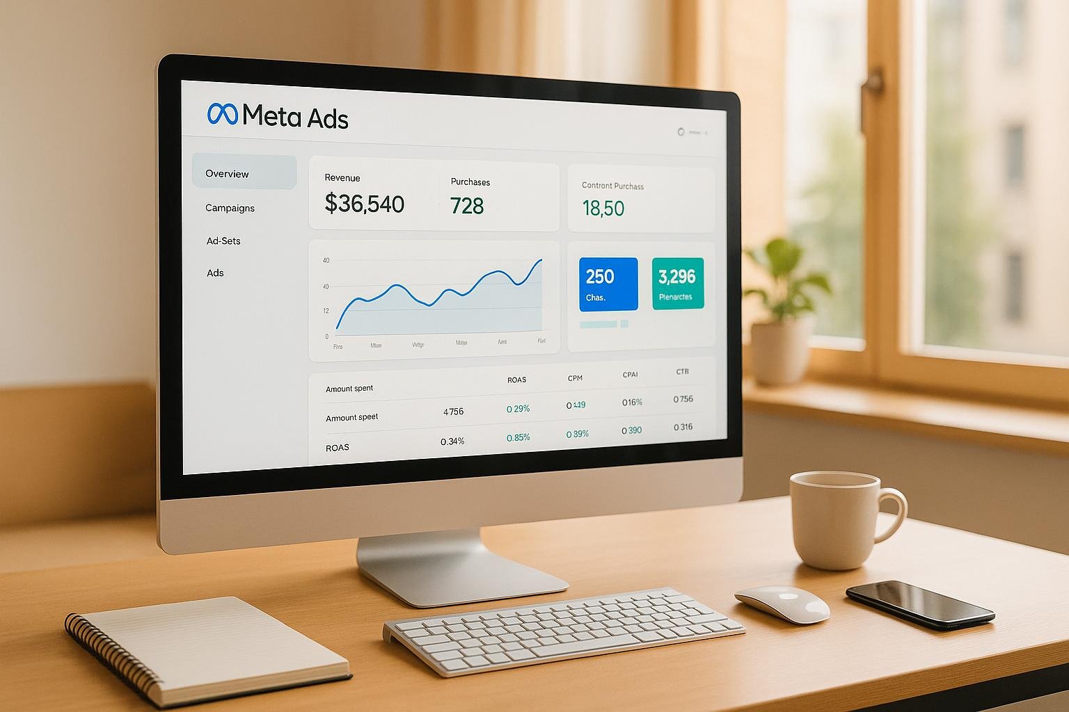 Meta ads Faridabad campaign analytics displayed on a marketing dashboard